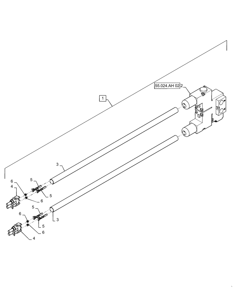 Схема запчастей Case IH TITAN 4540 - (55.024.AH[01]) - AUX TRANSMISSION PNEUMATIC CONTROL VALVE ASSY (55) - ELECTRICAL SYSTEMS