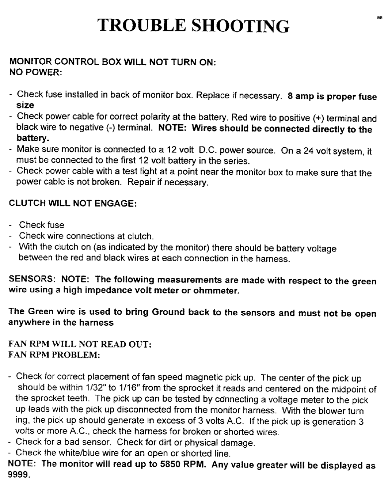 Схема запчастей Case IH 1100 - (C27) - TROUBLE SHOOTING 
