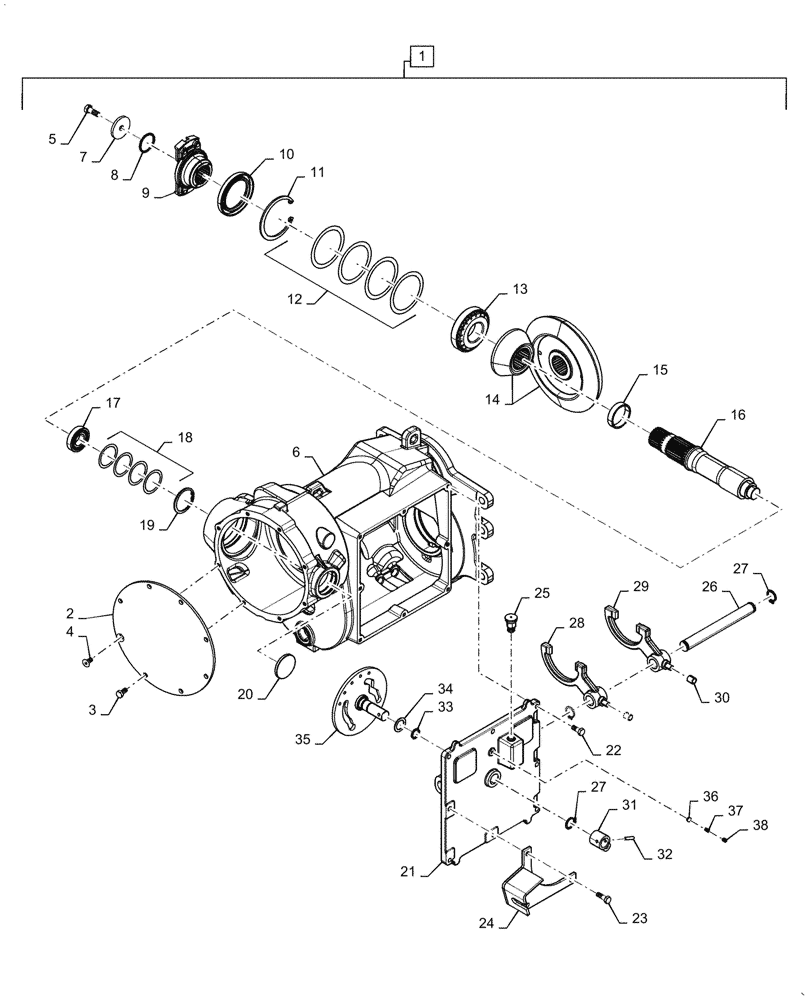 Схема запчастей Case IH 9230 - (66.331.AB[03]) - GEARBOX, ROTOR, INPUT SHAFT (66) - THRESHING