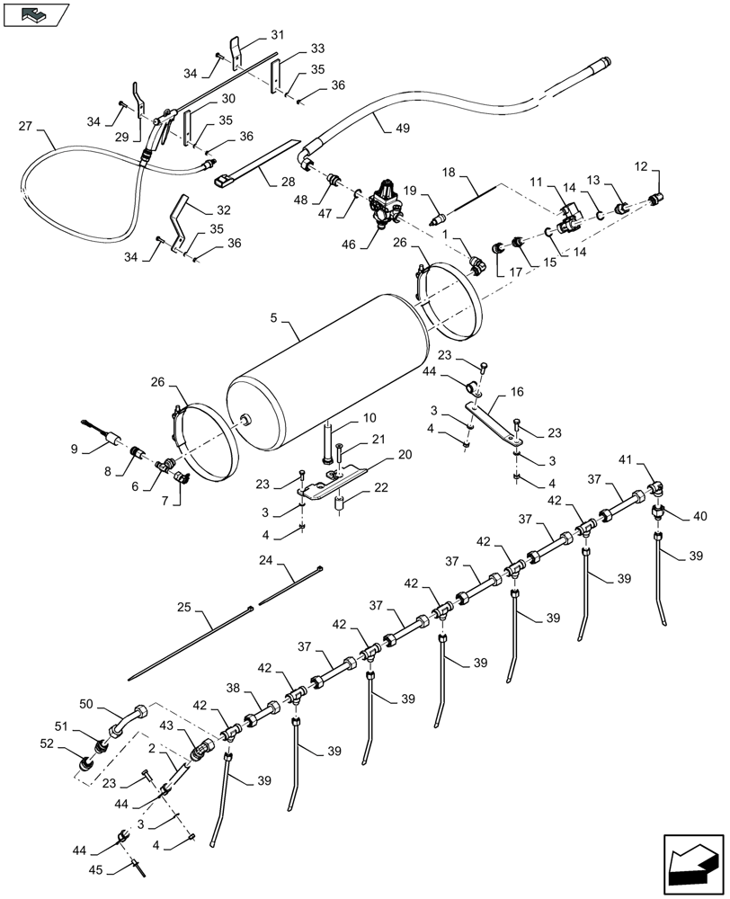 Схема запчастей Case IH LB324S - (68.160.040) - KNOTTER BLOW OFF KIT, AIR RESERVOIR - D122 (68) - TYING/WRAPPING