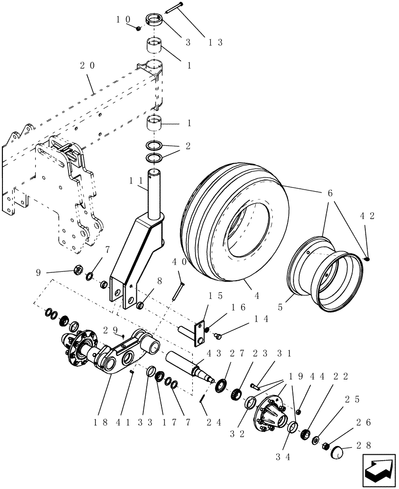 Схема запчастей Case IH SDX30 - (1.092.1) - CASTER - HEAVY DUTY 8 BOLT HUB (ASN CBJ024165) (STANDARD ASN CBJ0007001) (12) - FRAME