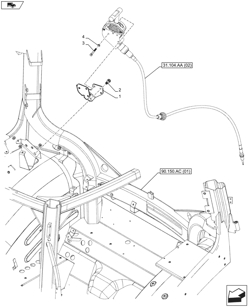 Схема запчастей Case IH MAXXUM 110 - (31.104.AA[06]) - VAR - 332801, 335788, 744740 - PTO, CONTROL LEVER, BRACKET (540/540E/1000 RPM) (31) - IMPLEMENT POWER TAKE OFF