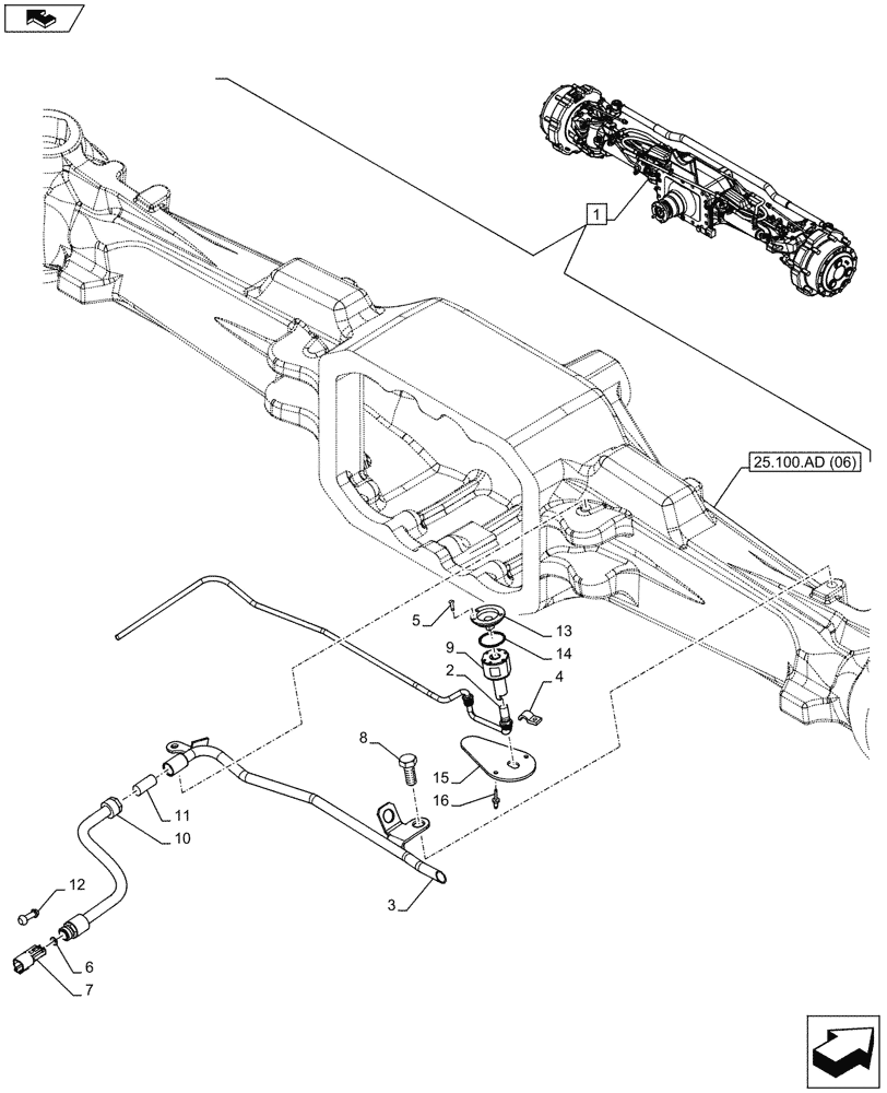 Схема запчастей Case IH MAXXUM 120 - (55.047.AA[06]) - VAR - 330430 - CLASS 4, SUSPENDED FRONT AXLE WITH HYDR. DIFF. LOCK, STRG SENSOR & BRAKES, STEERING, SENSOR (55) - ELECTRICAL SYSTEMS