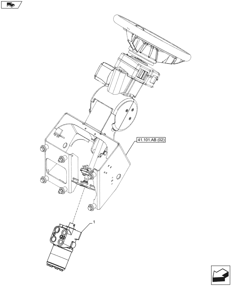 Схема запчастей Case IH MAXXUM 120 - (41.206.AA[01]) - VAR - 335283, 391630 - STEERING COLUMN - VALVE (41) - STEERING