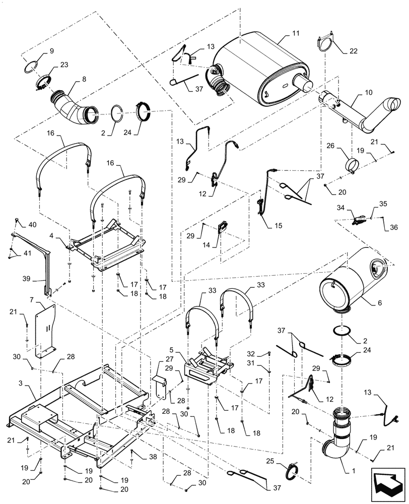 Схема запчастей Case IH PATRIOT 4440 - (10.254.AD[02]) - EXHAUST SYSTEM, ASN YGT044000 (10) - ENGINE