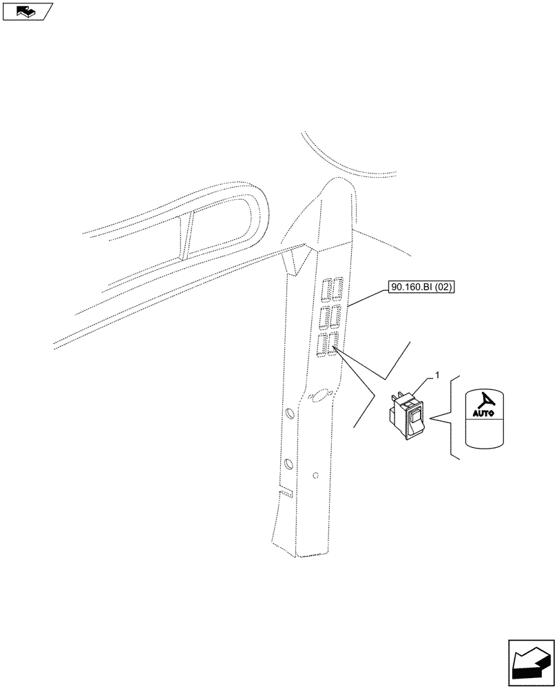 Схема запчастей Case IH MAXXUM 130 - (55.680.AI) - VAR - 330634, 339077, 743812 - AUTO GUIDANCE SWITCH (55) - ELECTRICAL SYSTEMS