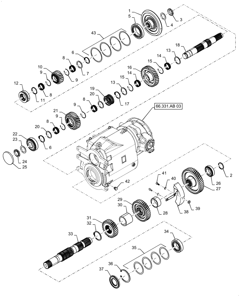 Схема запчастей Case IH 7230 - (66.331.AB[04]) - GEARBOX, ROTOR, GEAR SHAFT (66) - THRESHING