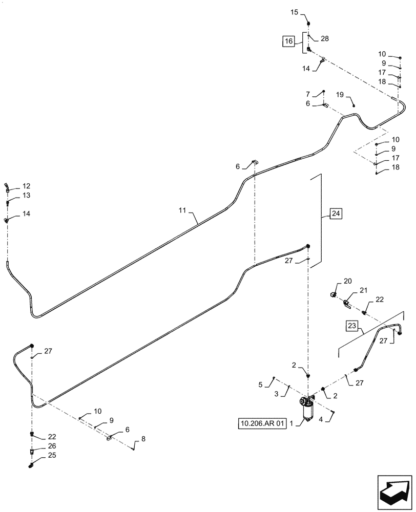 Схема запчастей Case IH PATRIOT 4440 - (10.216.BA[01]) - FUEL LINES AND FITTINGS, BSN YGT044001 (10) - ENGINE