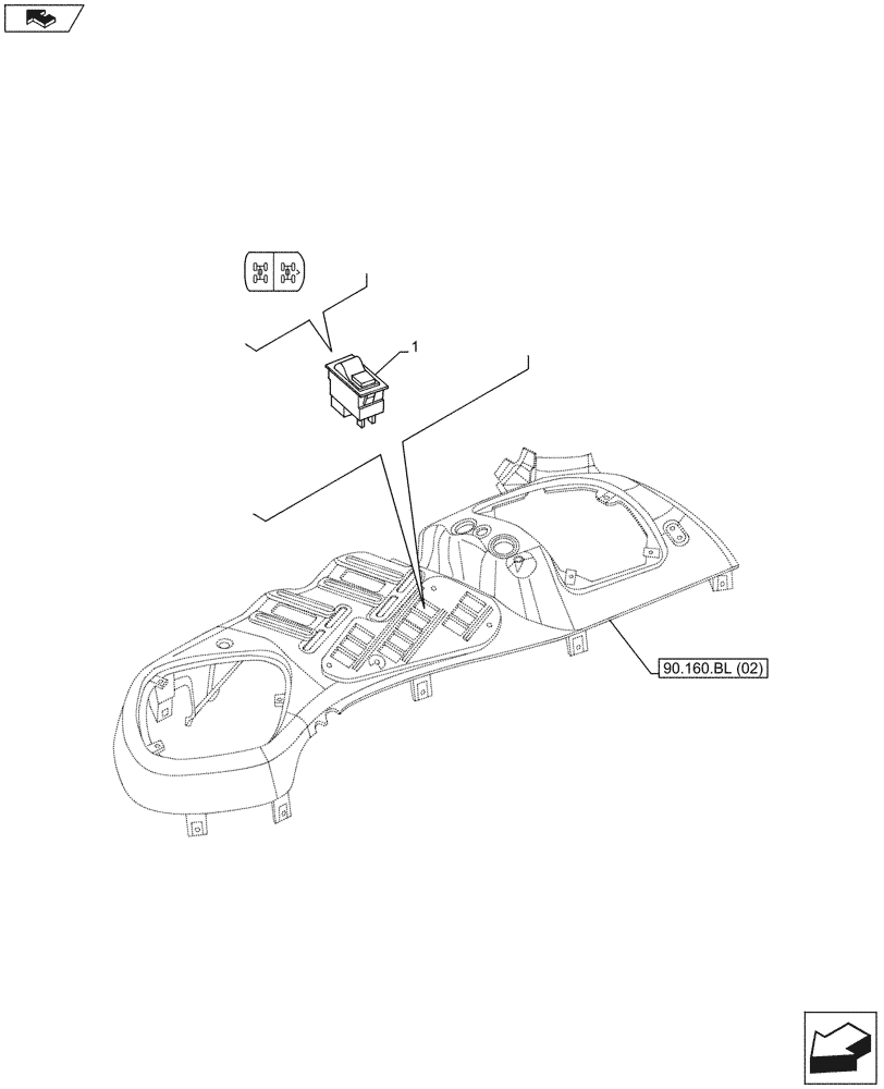 Схема запчастей Case IH MAXXUM 120 - (55.513.AA) - VAR - 330408, 330429, 330430 - FRONT AXLE, 4WD (16X16), SWITCH (55) - ELECTRICAL SYSTEMS