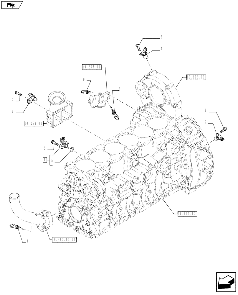 Схема запчастей Case IH 4430 - (55.414.01) - MOTOR SENSORS (504270473 - 504135967 - 504055391) (55) - ELECTRICAL SYSTEMS