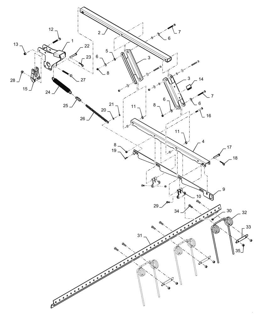 Схема запчастей Case IH TM255 - (75.908.011) - 4 BAR COIL TINE (75) - SOIL PREPARATION