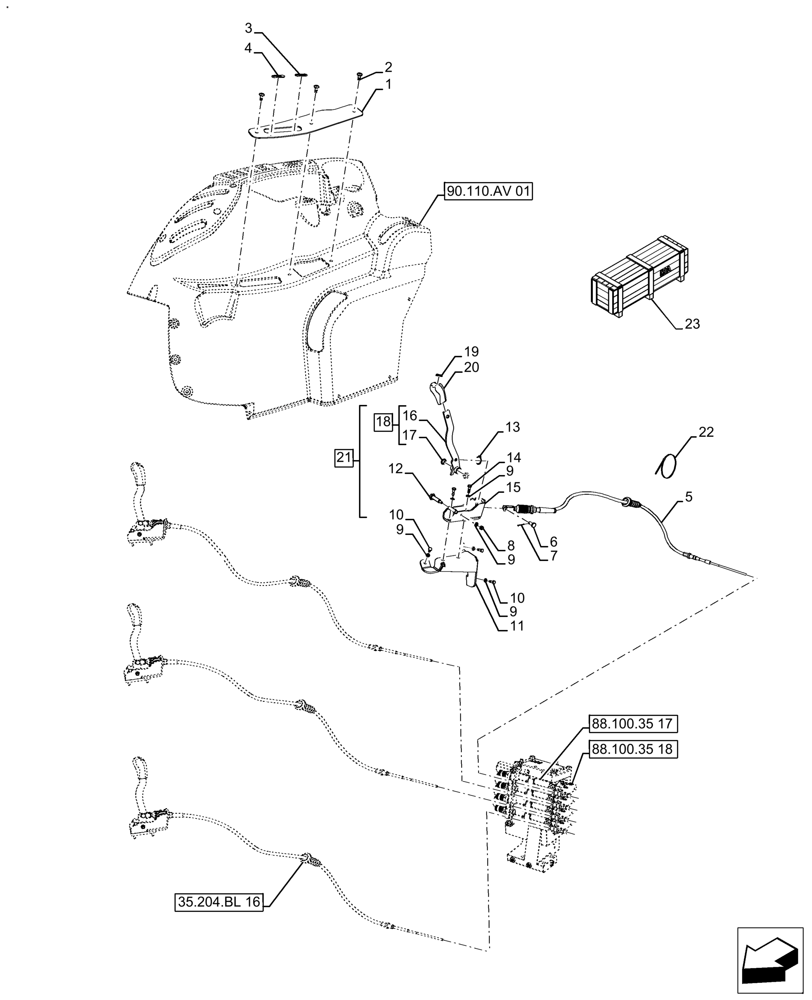 Схема запчастей Case IH FARMALL 120A - (88.100.35[20]) - VAR - 342522 - DIA KIT, CONVERSION KIT FROM 3 TO 4 VLAVES, ROPS (88) - ACCESSORIES