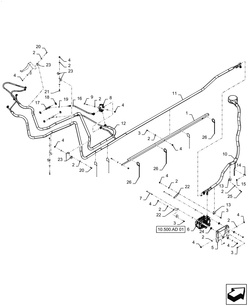 Схема запчастей Case IH PATRIOT 4440 - (10.500.AD[01.1]) - DEF LINES ASSY, ASN YGT044000 (10) - ENGINE