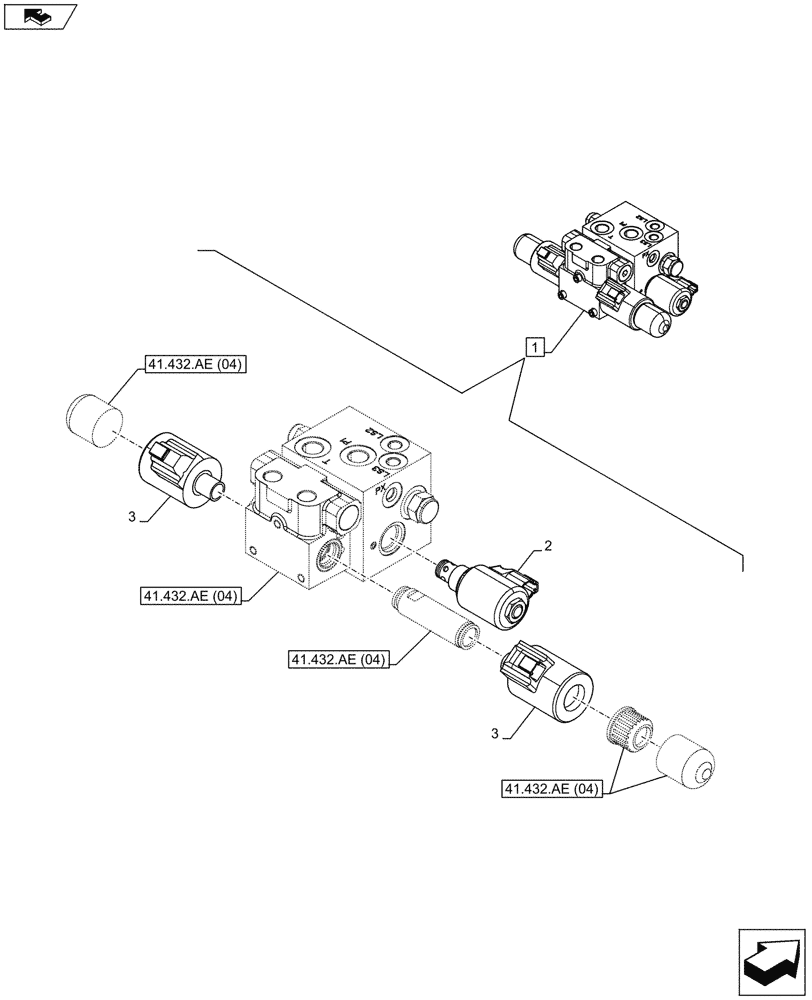 Схема запчастей Case IH MAXXUM 110 - (55.680.BB) - VAR - 332077, 335077, 391658 - AUTOGUIDANCE, VALVE, COIL (55) - ELECTRICAL SYSTEMS