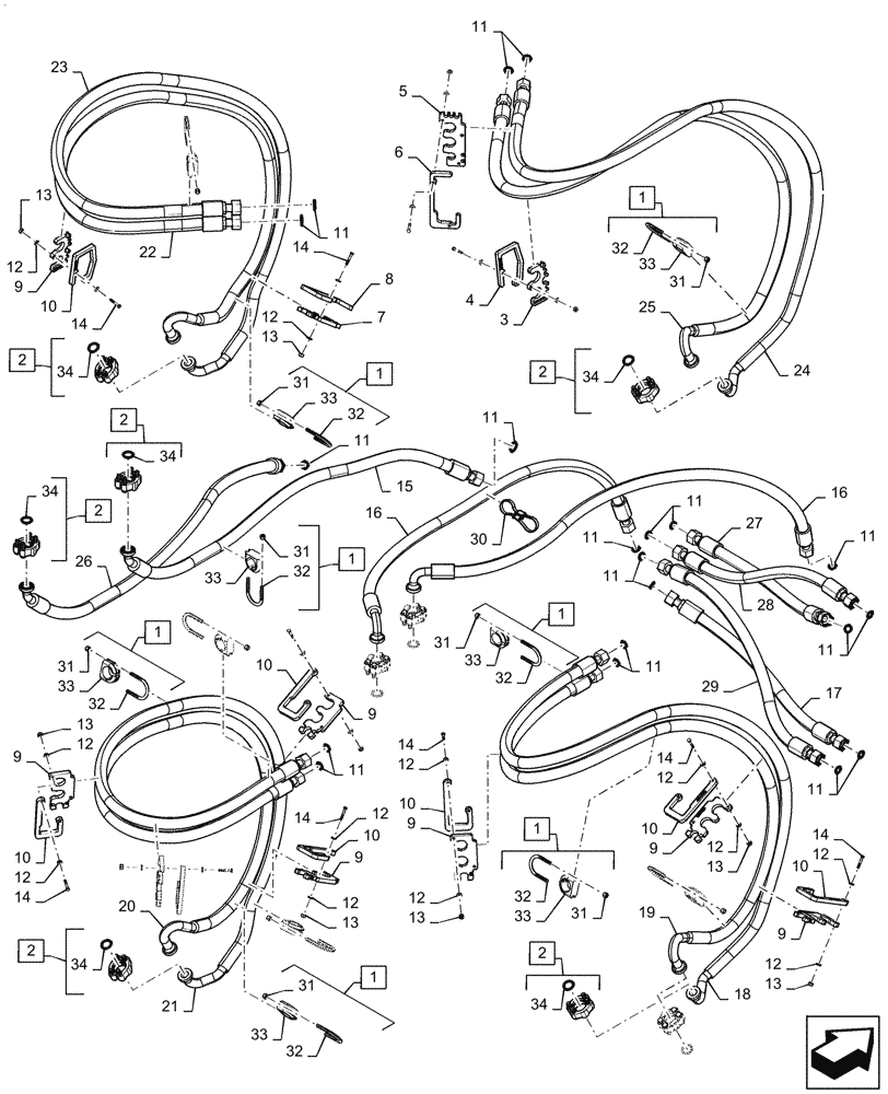 Схема запчастей Case IH PATRIOT 4440 - (29.218.AS[01.1]) - DRIVE LINE HOSES, ASN YGT044000 (29) - HYDROSTATIC DRIVE