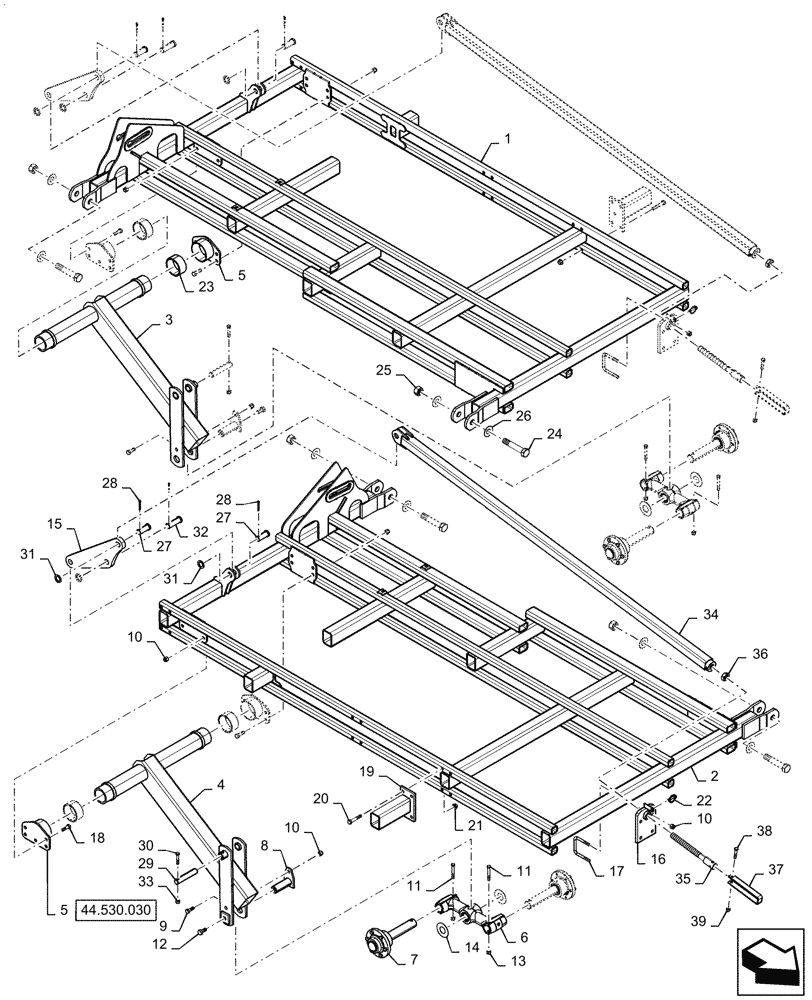 Схема запчастей Case IH TM255 - (39.100.090) - WING FRAME 25 FOOT (39) - FRAMES AND BALLASTING