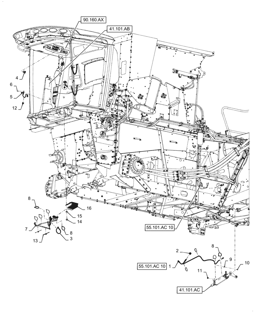 Схема запчастей Case IH 6130 - (55.680.AA) - WIRE HARNESS, SWITCH, AUTOGUIDANCE (55) - ELECTRICAL SYSTEMS