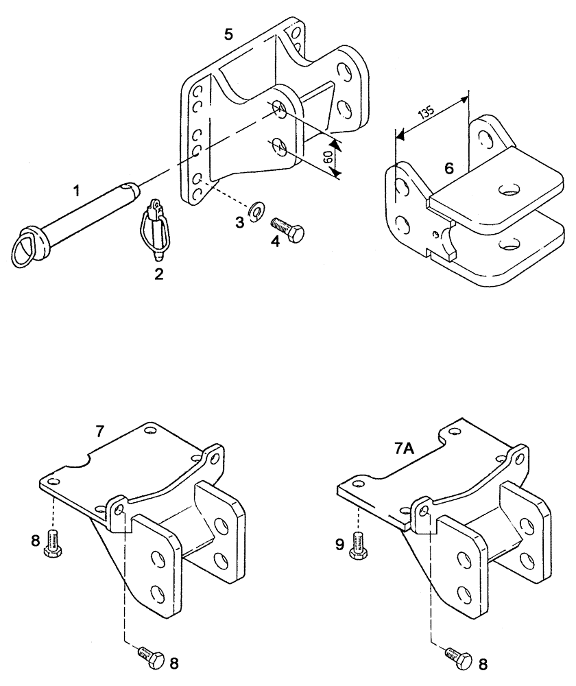 Схема запчастей Case IH C55 - (09C-11[01]) - HITCH FOR ITALY (09) - CHASSIS/ATTACHMENTS