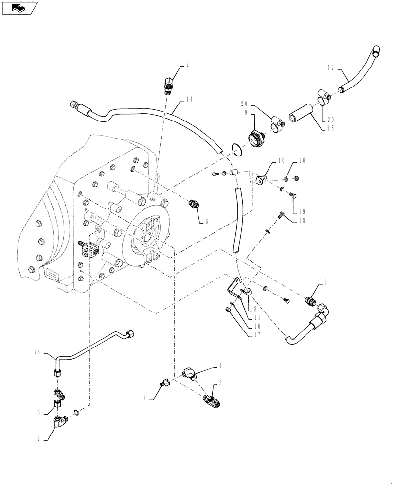 Схема запчастей Case IH STEIGER 450 - (35.128.05) - 315 / 425 SERIES AXLE LUBE, REAR AXLE W/O DIFF. LOCK - HOSE & FITTINGS (35) - HYDRAULIC SYSTEMS