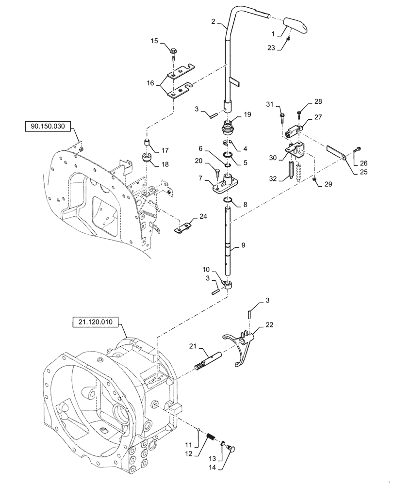 Схема запчастей Case IH FARMALL 55C - (21.140.070) - SHIFTER FORK - FORWARD & REVERSE, MECHANICAL TRANSMISION (21) - TRANSMISSION