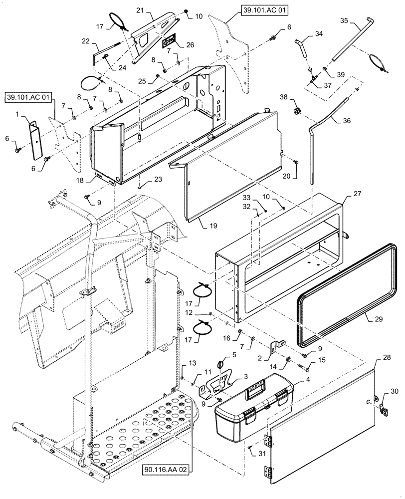 Схема запчастей Case IH 8240 - (55.302.AH) - BATTERY - BOX (55) - ELECTRICAL SYSTEMS