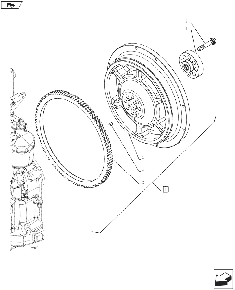 Схема запчастей Case IH FARMALL 115C - (10.103.AH[05]) - VAR - 744761 - ENGINE FLYWHEEL (20X12), W/ CAB (10) - ENGINE