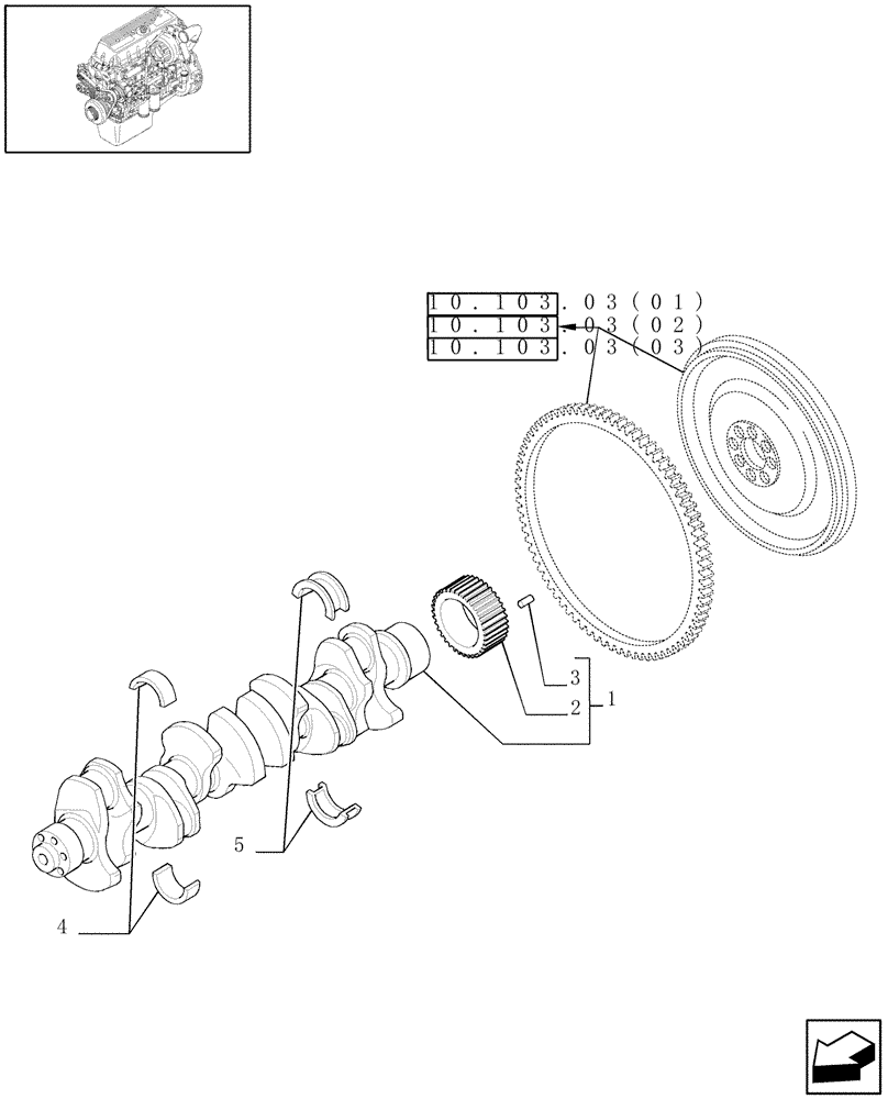 Схема запчастей Case IH 8120 - (10.103.02) - CRANKSHAFT & RELATED PARTS - 8120/8120(LA) (10) - ENGINE