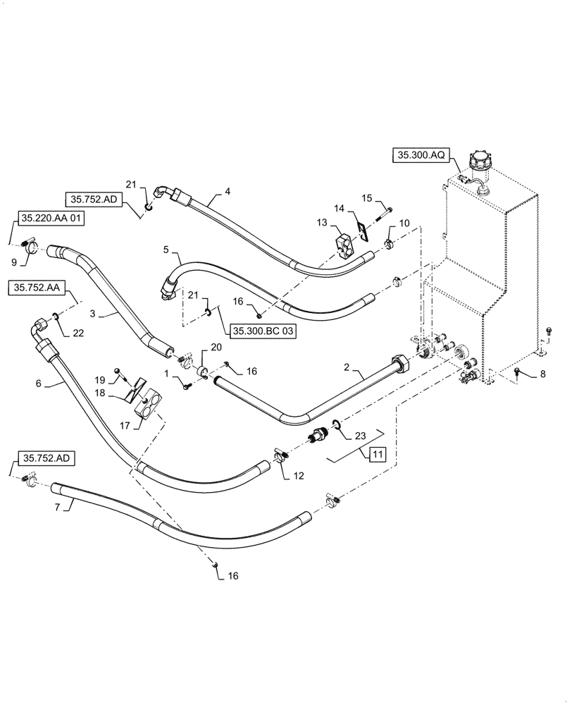 Схема запчастей Case IH 9240 - (35.300.AD[02]) - HYDRAULIC SYSTEM, HYDRAULIC OIL RESERVOIR (35) - HYDRAULIC SYSTEMS