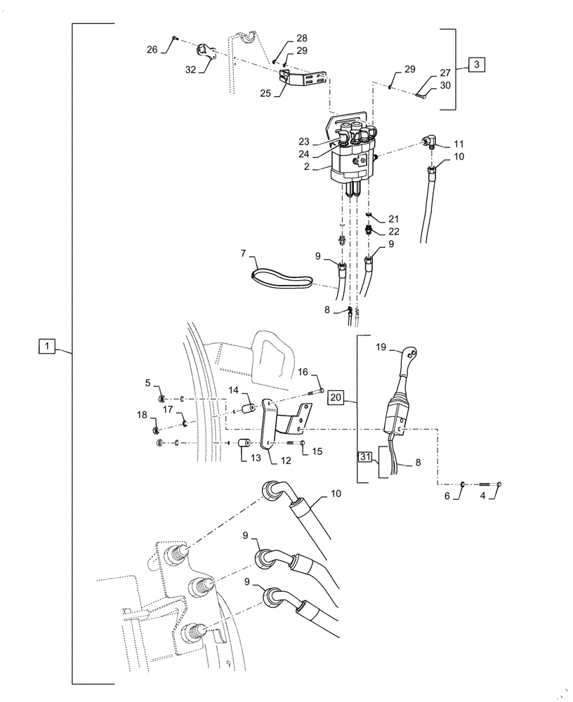 Схема запчастей Case IH LX740 - (35.355.010) - VAR - 715842116 - JOYSTICK HYDR LINES, CONTROL VALVE (35) - HYDRAULIC SYSTEMS