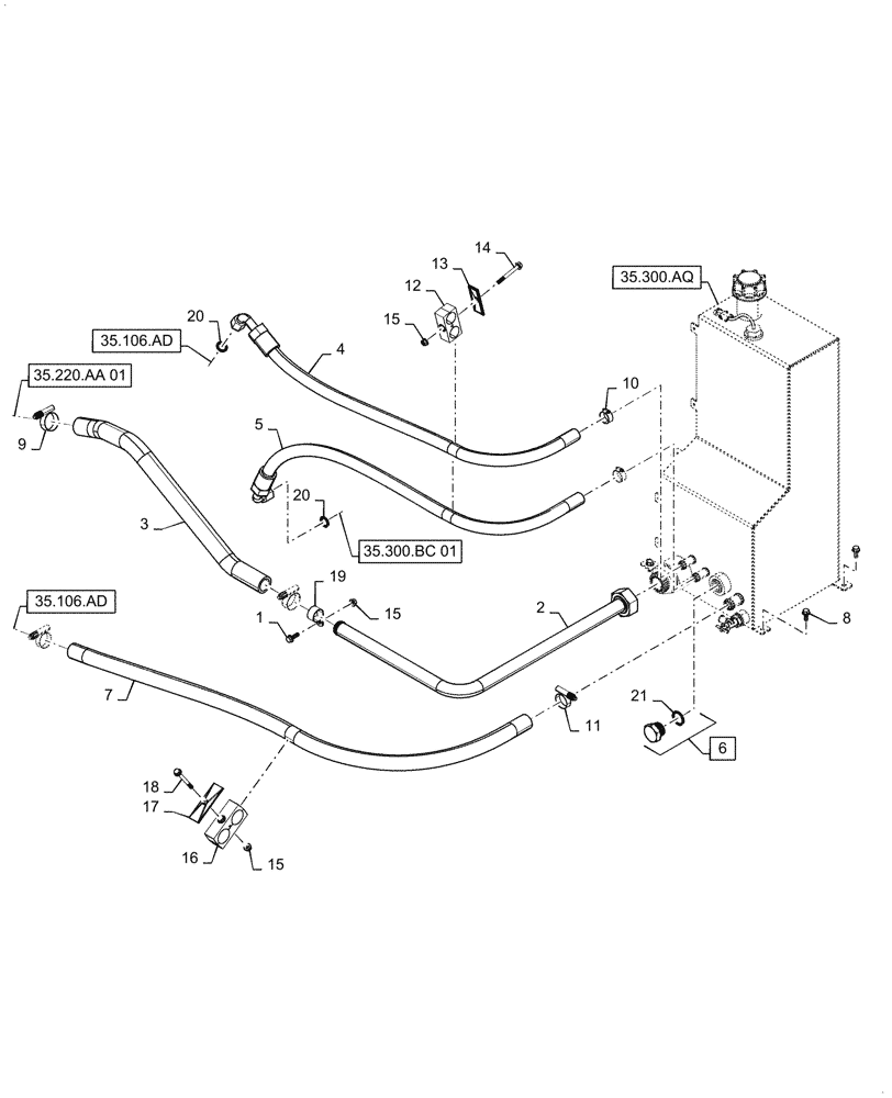 Схема запчастей Case IH 7240 - (35.300.AD[01]) - HYDRAULIC SYSTEM, HYDRAULIC OIL RESERVOIR (35) - HYDRAULIC SYSTEMS