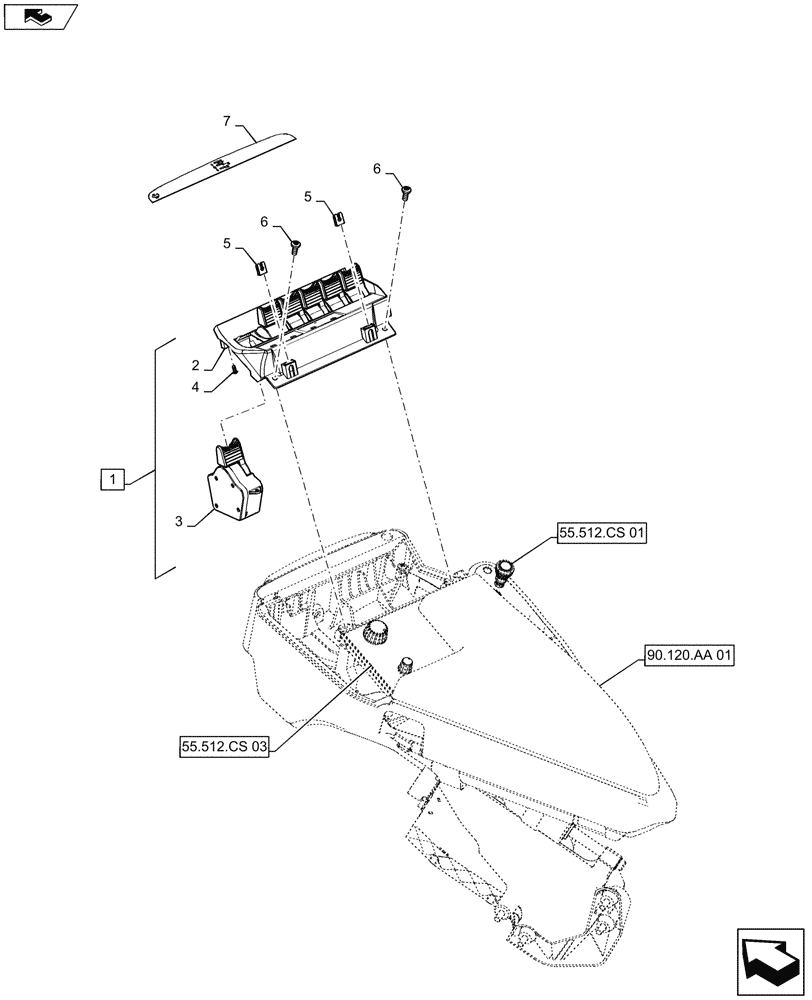 Схема запчастей Case IH STEIGER 450 - (55.512.CS[05]) - ARMREST CONTROLS - ELECTROHYDRAULIC REMOTE LEVERS, 6 REMOTES (55) - ELECTRICAL SYSTEMS