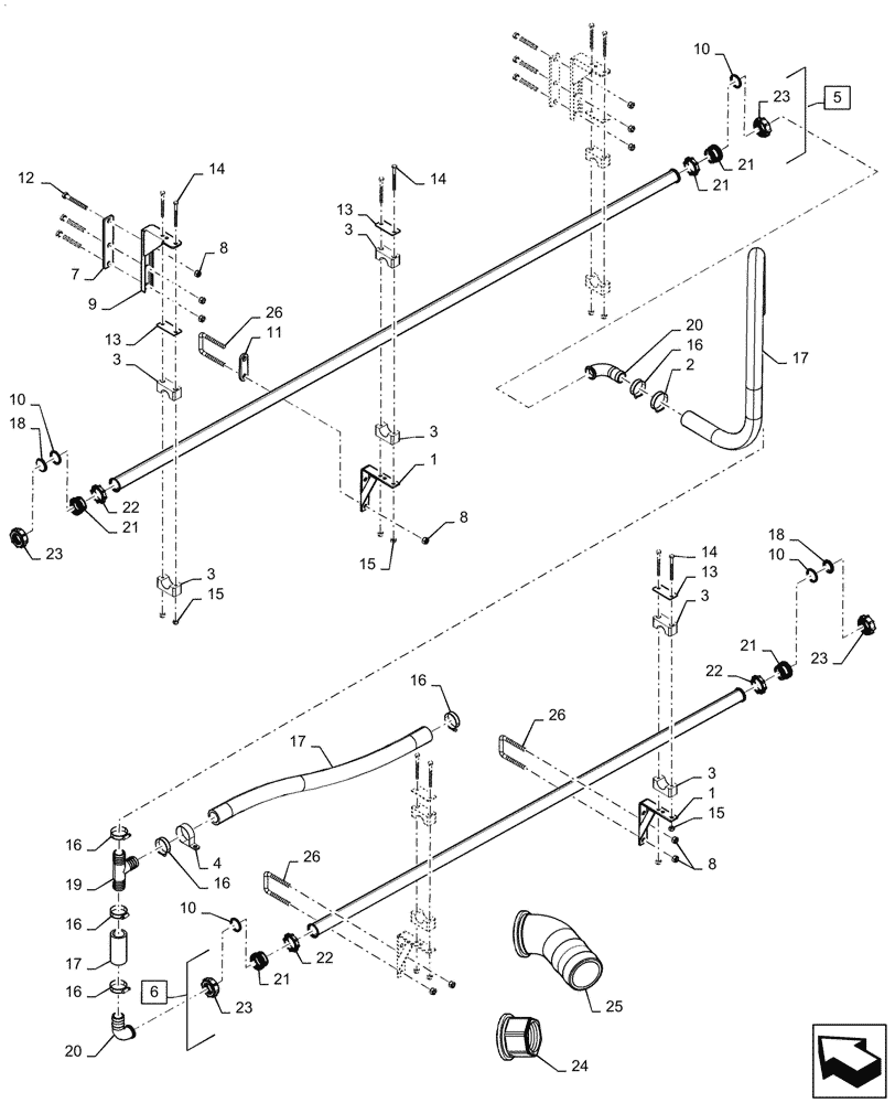 Схема запчастей Case IH PATRIOT 4440 - (78.110.AE[14.1]) - SPRAYBAR, 120, 7 SECTION, 20" SPACING, LH OUTER AND BREAKAWAY, U BOLT SPRAYBAR MOUNTS, BSN YGT044001 (78) - SPRAYING