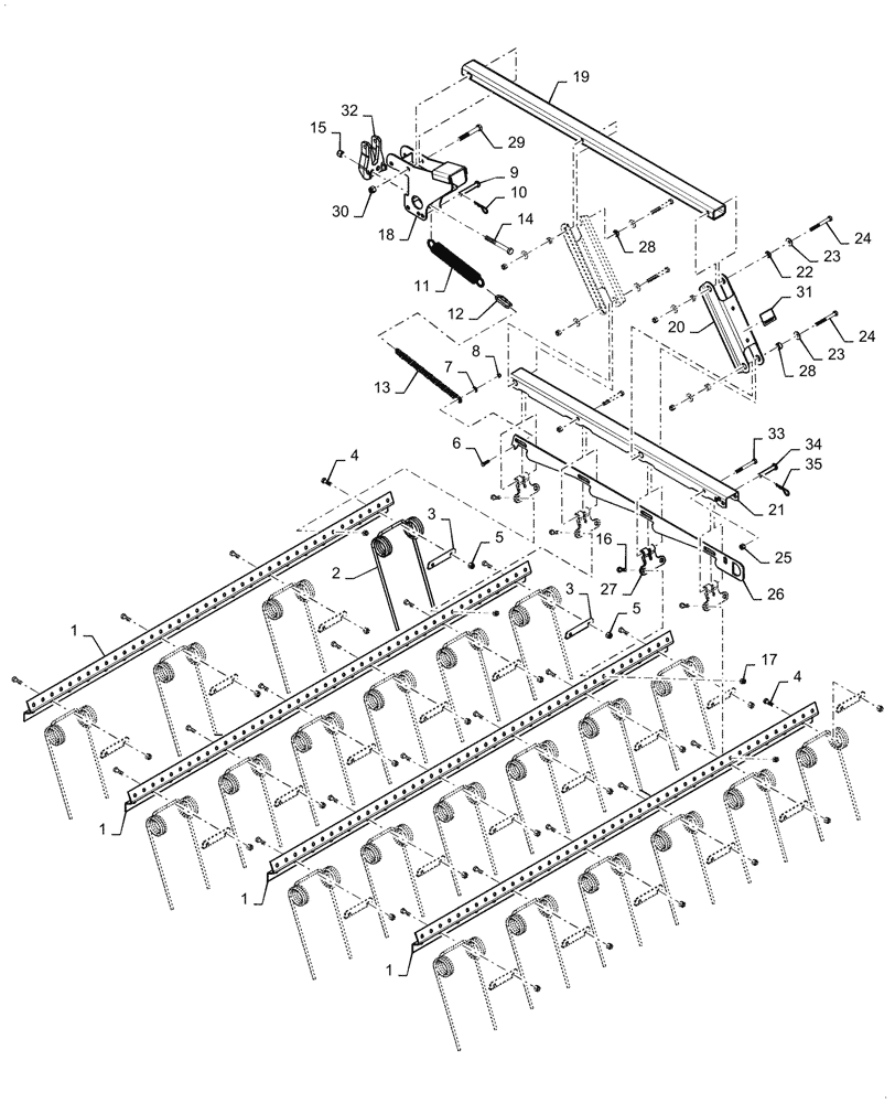 Схема запчастей Case IH TM255 - (75.908.011) - 4 BAR COIL TINE 28-37 (75) - SOIL PREPARATION