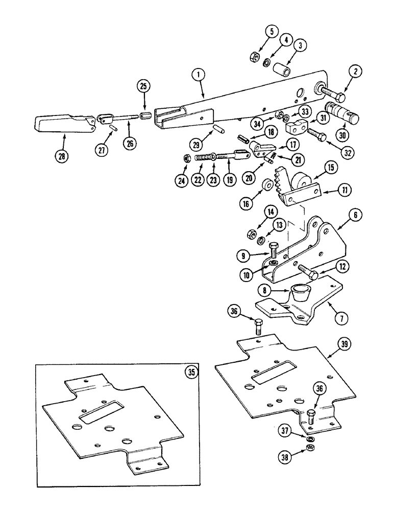 Схема запчастей Case IH 1594 - (7-254) - HAND BRAKE LEVER (07) - BRAKES