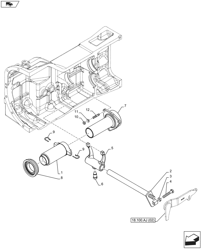 Схема запчастей Case IH FARMALL 85C - (18.100.AF[02]) - VAR - 743565, 743594, 743768 - CLUTCH MECHANISM, FORK, W/ CAB (18) - CLUTCH