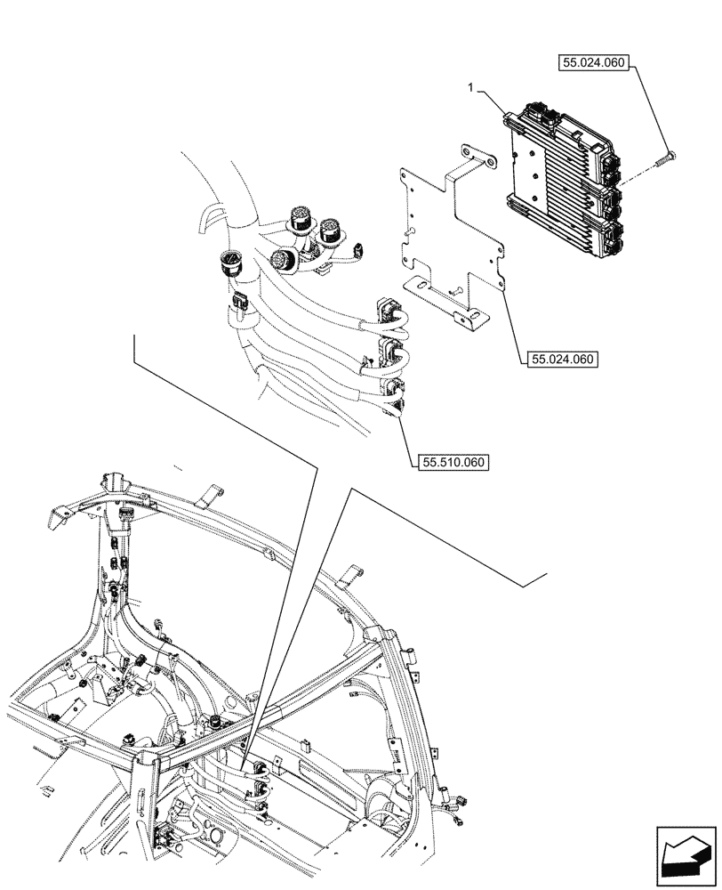 Схема запчастей Case IH OPTUM 270 CVT - (55.024.051) - VAR - 758870 - TRANSMISSION, ELECTRONIC CONTROL UNIT (35KM/H) (55) - ELECTRICAL SYSTEMS