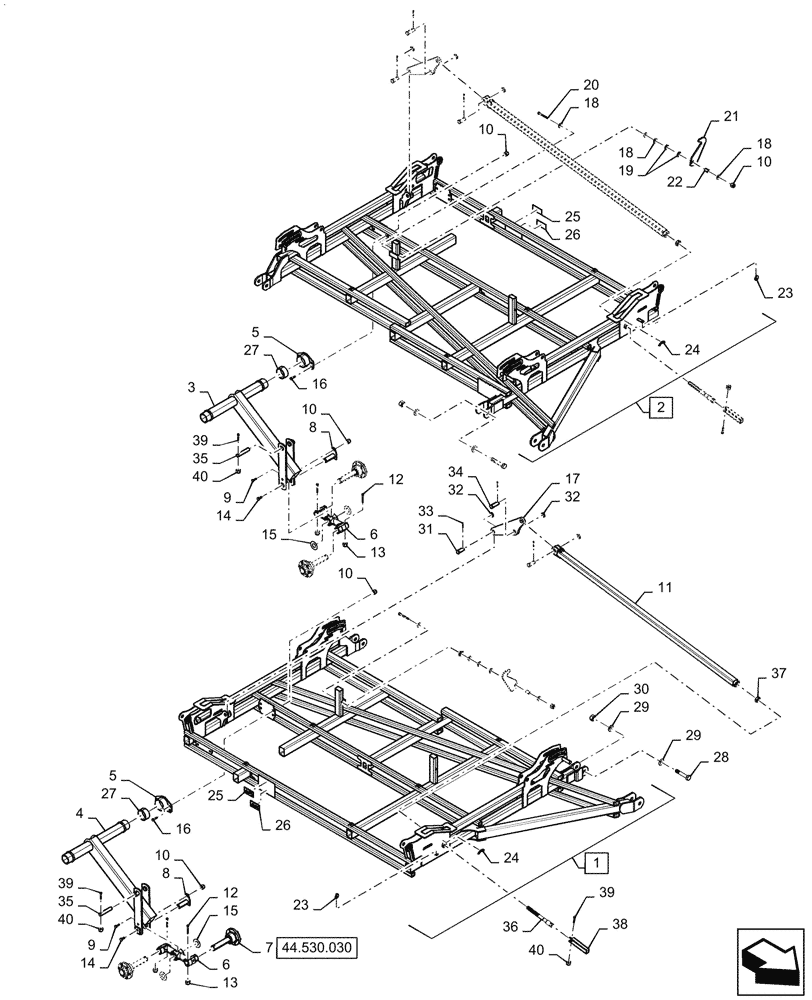 Схема запчастей Case IH TM255 - (39.100.042) - INNERWING FRAME, 37/40FT (39) - FRAMES AND BALLASTING