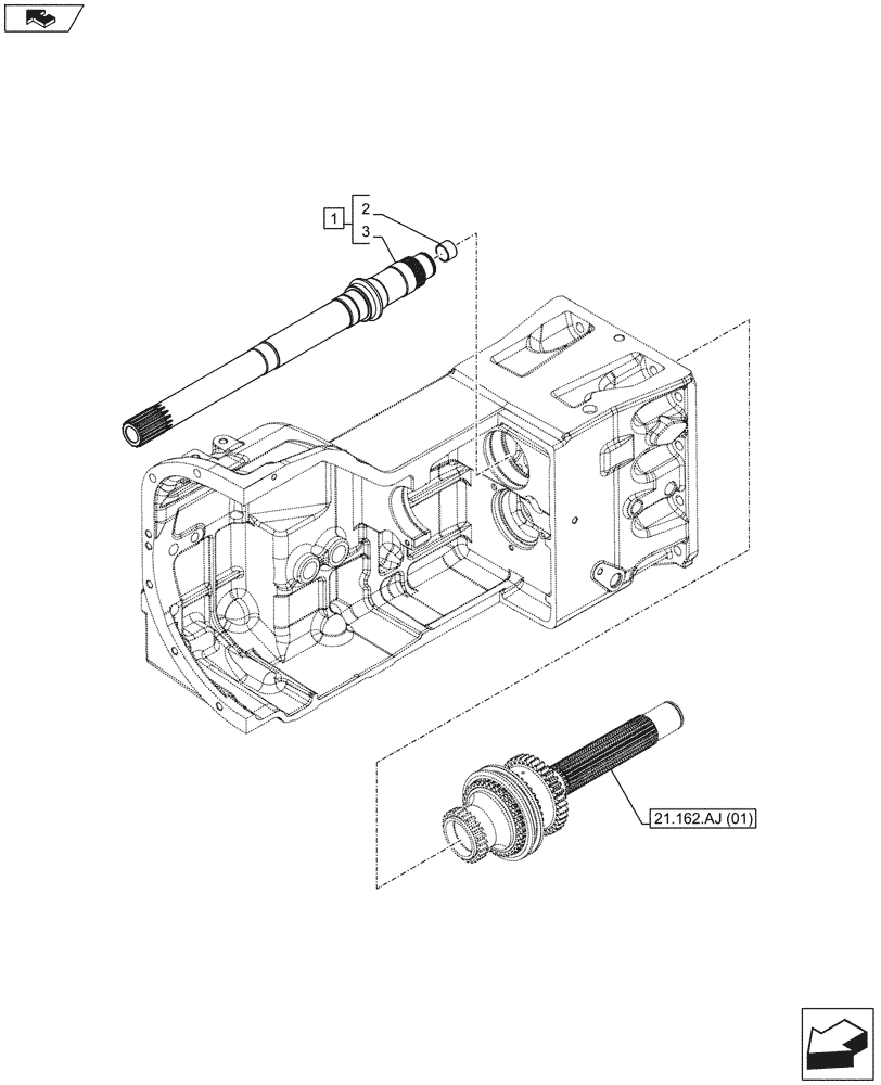 Схема запчастей Case IH FARMALL 105C - (21.162.AJ[06]) - VAR - 743565, 743594, 743768 - TRANSMISSION, REVERSER (21) - TRANSMISSION