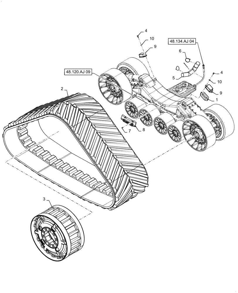 Схема запчастей Case IH 8240 - (48.100.AE[12]) - VAR - 415354 - TRACK ASSY, 34" (48) - TRACKS & TRACK SUSPENSION