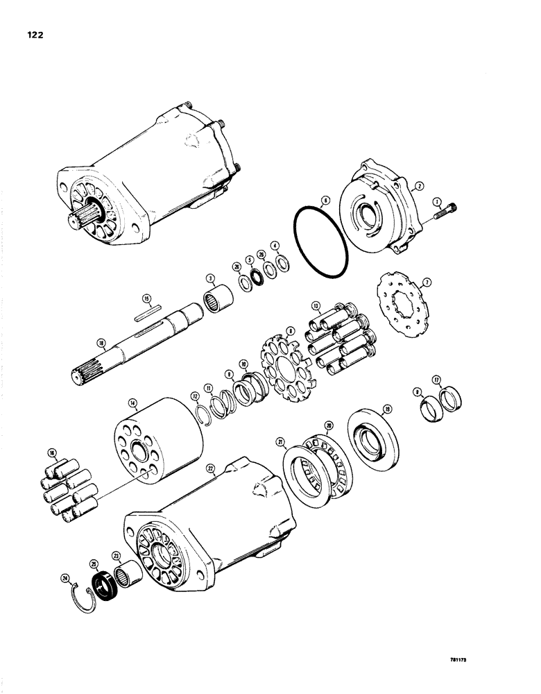 Схема запчастей Case IH 1830 - (122) - D80245 HYDROSTATIC MOTOR, CESSNA NO. 74624-DAB (35) - HYDRAULIC SYSTEMS