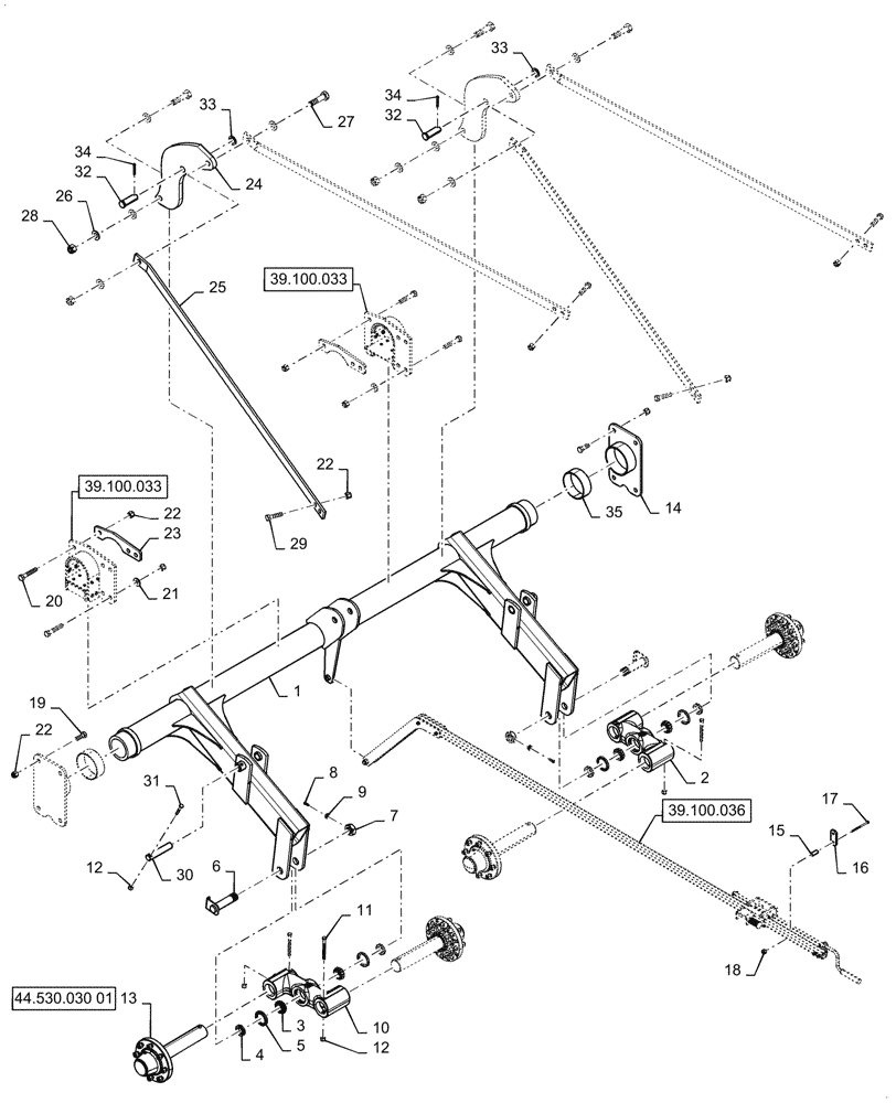 Схема запчастей Case IH TM255 - (39.100.043) - MAIN LIFT, 11FT DOUBLEFOLD (39) - FRAMES AND BALLASTING