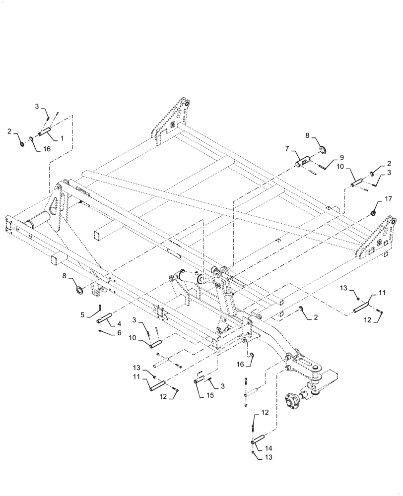 Схема запчастей Case IH TM255 - (39.100.075[01]) - PINS OUTER WING DOULBE FOLD 51 FOOT FLOATING HITCH (39) - FRAMES AND BALLASTING