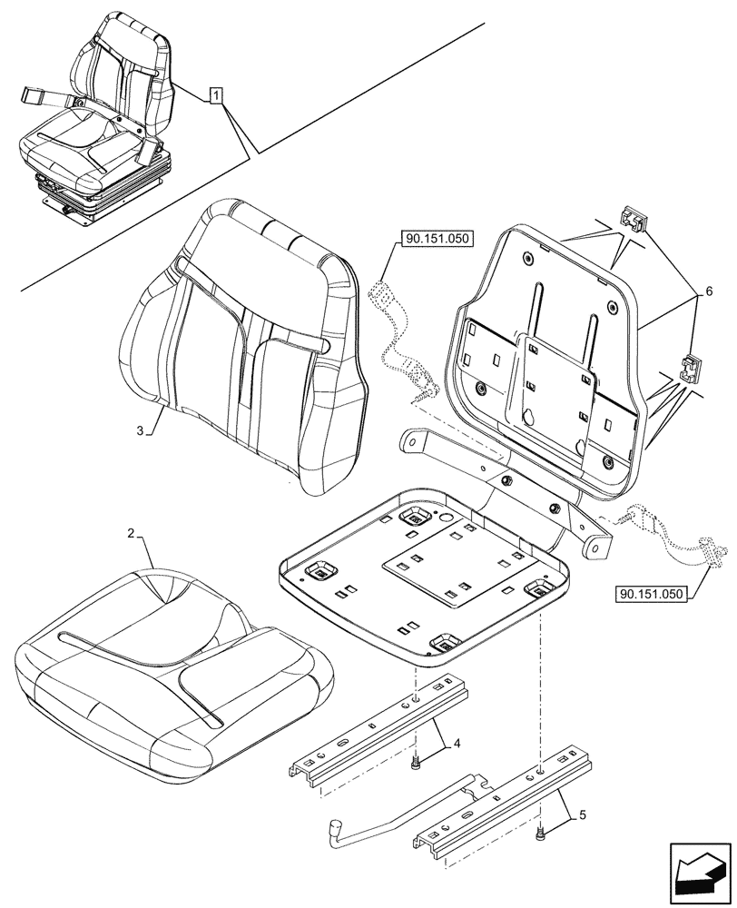 Схема запчастей Case IH FARMALL 100V - (90.120.090) - VAR - 332155 - SEAT, MECHANICAL, SUSPENSION, VYNIL, COMPONENTS, W/O CAB (90) - PLATFORM, CAB, BODYWORK AND DECALS