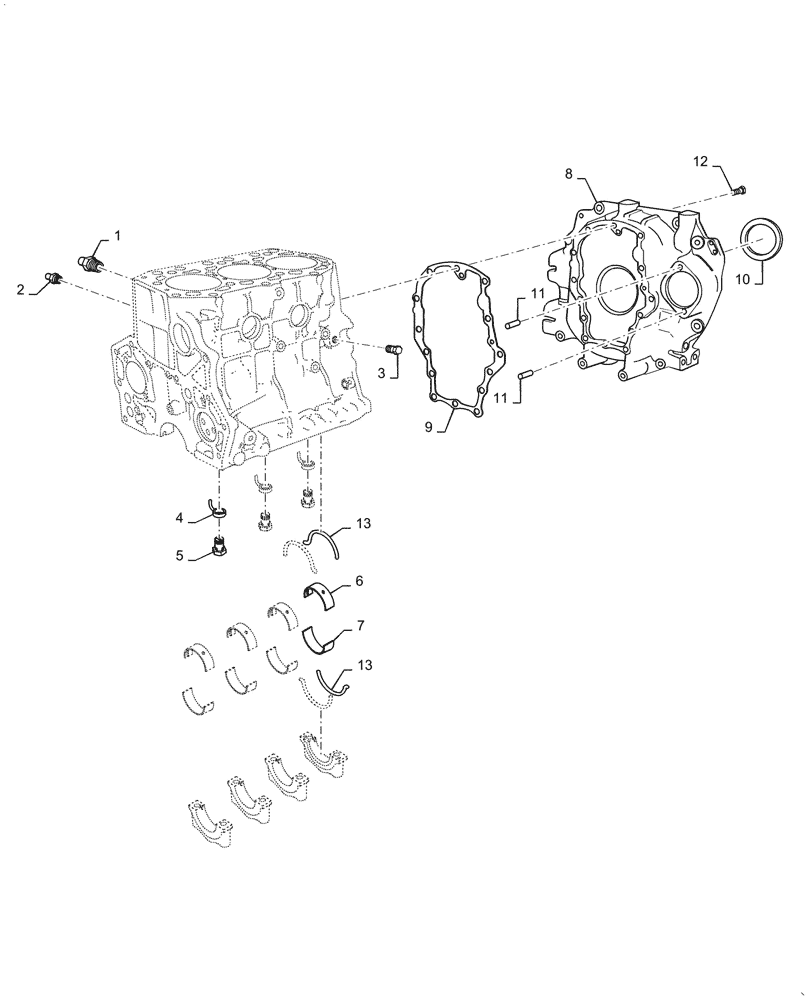 Схема запчастей Case IH FARMALL 55C - (10.001.020) - CRANKCASE (10) - ENGINE