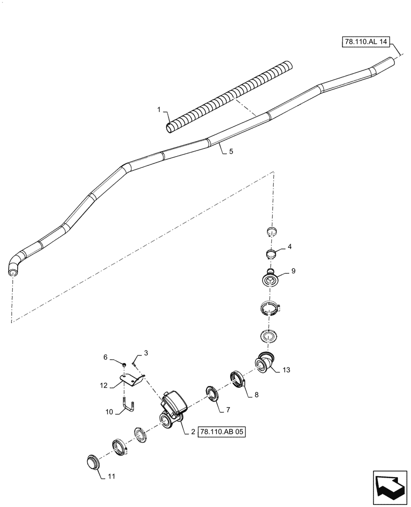 Схема запчастей Case IH PATRIOT 4440 - (78.110.AL[13.1]) - 120, 7 SECTION, LH OUTER BOOM PLUMBING, ASN YGT044000 (78) - SPRAYING