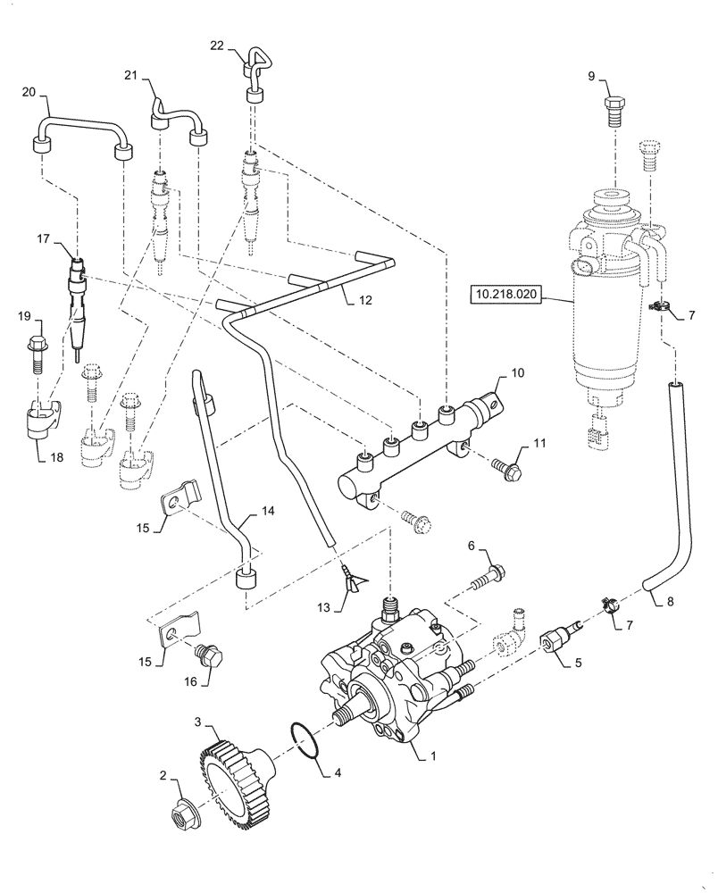 Схема запчастей Case IH FARMALL 55C - (10.218.010) - FUEL FILTER & FUEL TRANSFER PUMP (10) - ENGINE