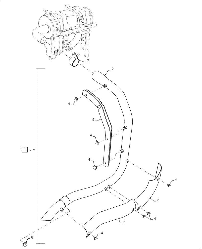 Схема запчастей Case IH FARMALL 55C - (10.254.020) - EXHAUST PIPE (10) - ENGINE