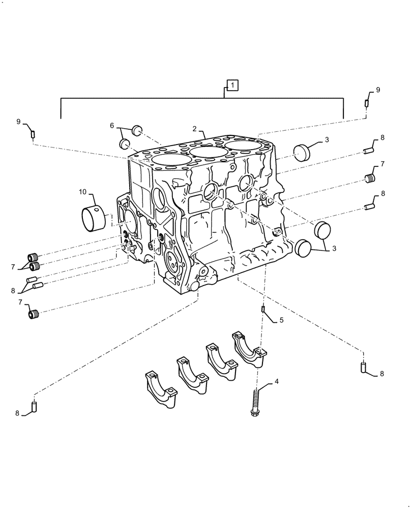 Схема запчастей Case IH FARMALL 55C - (10.001.010) - CRANKCASE ASSY (10) - ENGINE