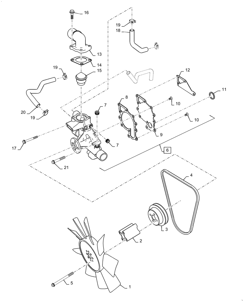 Схема запчастей Case IH FARMALL 55C - (10.400.020) - WATER PUMP & RELATED PARTS (10) - ENGINE