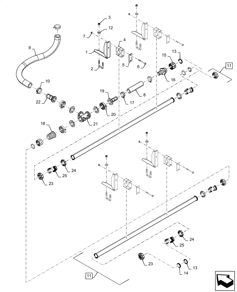 Схема запчастей Case IH PATRIOT 4440 - (78.110.AE[03.2]) - SPRAYBAR, 90, 5 SECTION, 20" SPACING, CENTER ASN YGT044000 (78) - SPRAYING